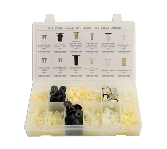 Laser Tools 36043 Assorted Plastic Locking Nuts 350pc
