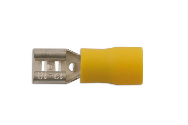 36878 Yellow Female Push On Insulated Terminal 6.3mm 10pc