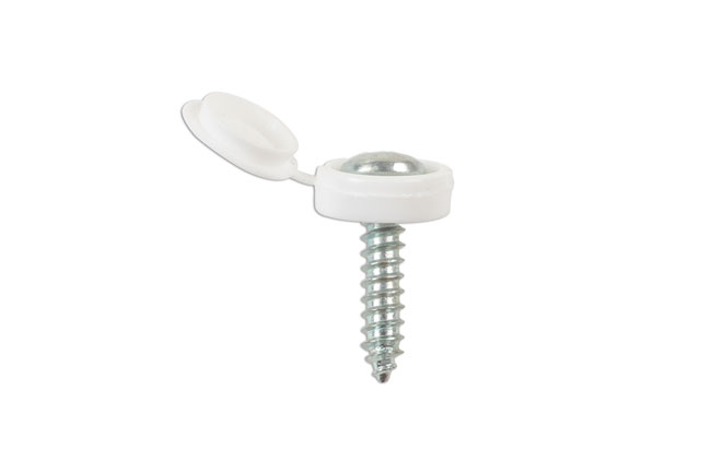 36884 White Number Plate Flip Top & Screw 5pc