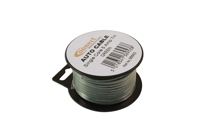 36953 Green Single Core Auto Cable 9/0.30 7m