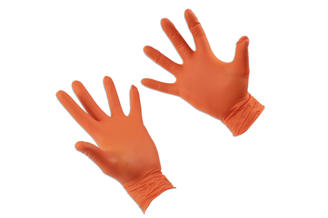 37300 Grippaz Medium Orange Nitrile Gloves Box 50pc/25 Pairs