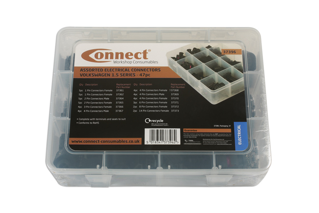 Laser Tools 37396 Assorted VW Group Electrical Connector Kit 1.5 Series 47pc