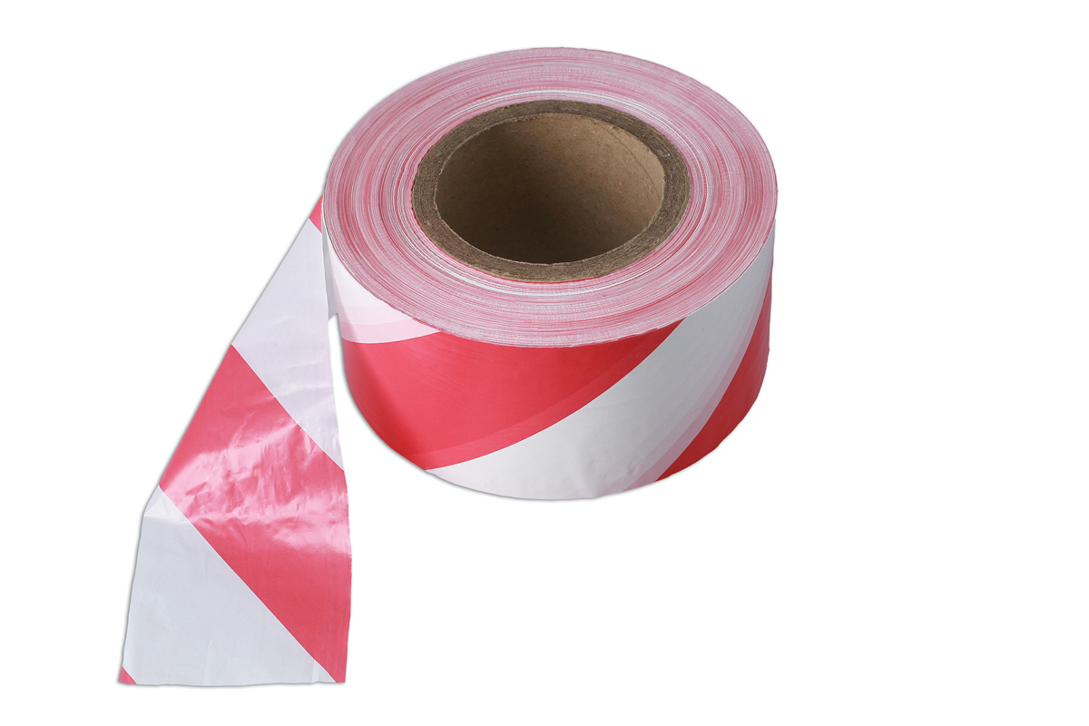 Red & White Barrier Tape 75mm x 500m Non Adhesive Pack 1 Part No